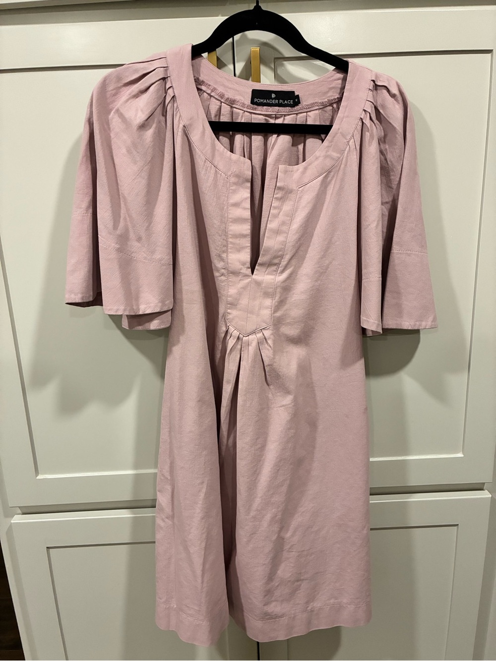 Pomander Place for Tuckernuck Dusty Blush Midi Dress with Pleat Front